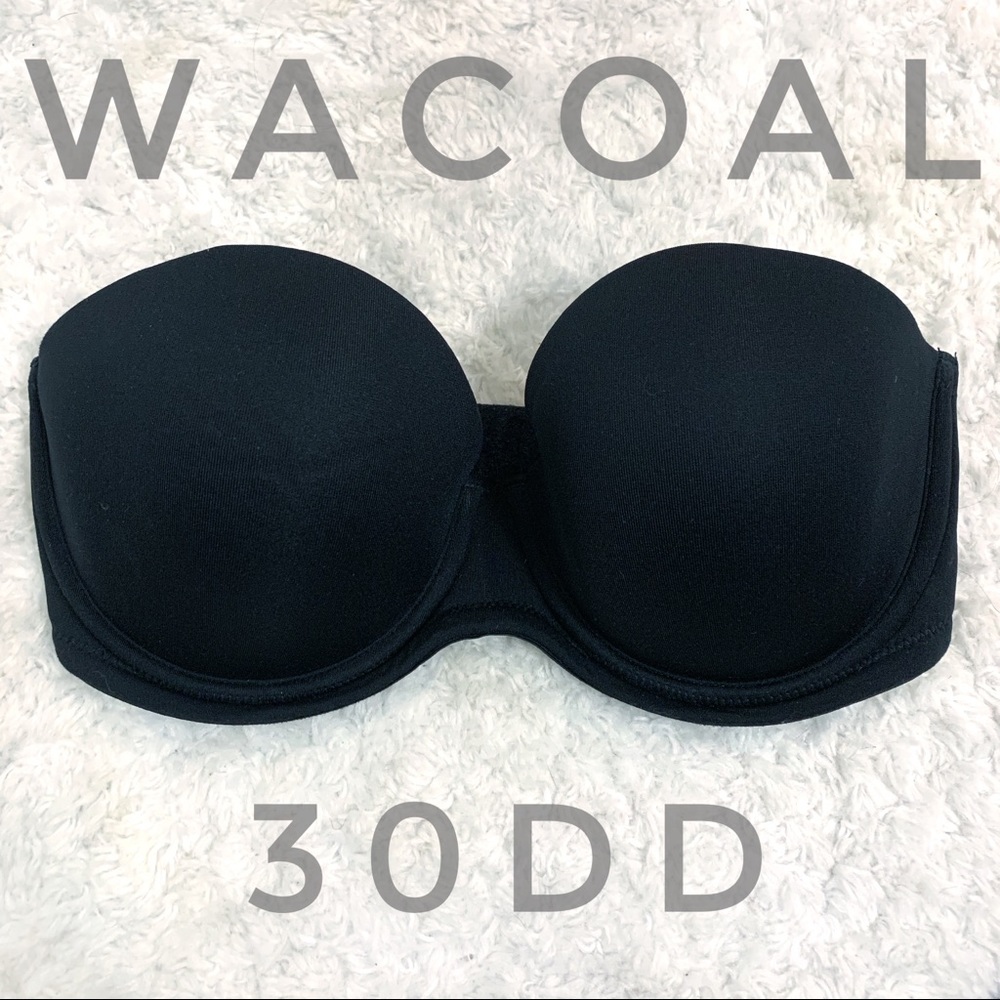 Wacoal Red Carpet Black Strapless Bra Size 30DD